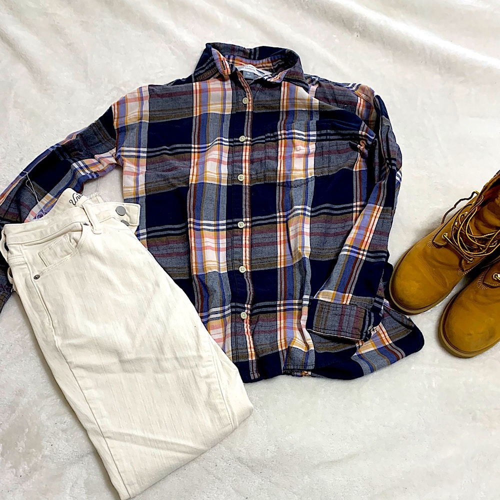 Old Navy Women’s The Boyfriend Shirt Blue XS